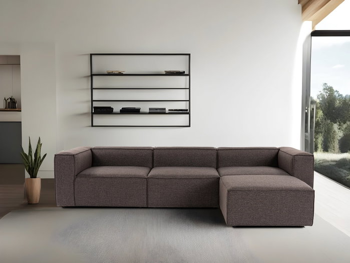 Atelier Del Sofa Sofá Esquinero Marrón Oscuro Lino 296x185x66 cm